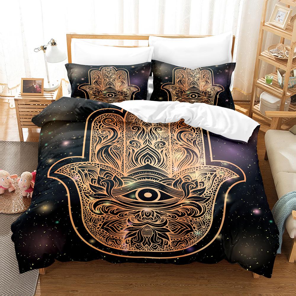 3D Buddha Bedding Set Microfiber Luxury Printed Down Duvet Cover Pillowcase 2/3 Birthday Gift AU210 * 240 Full Size Quick Drying Soft Home Textile