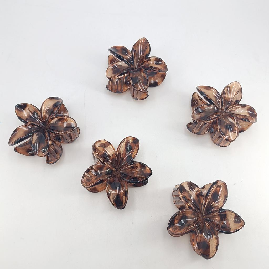 1/2/5/10pcs Frangipani Hair Claws Hawaiian Gradient Leopard Hair Clips Vacation Beach Style Hairpins Hair Accessories For Women