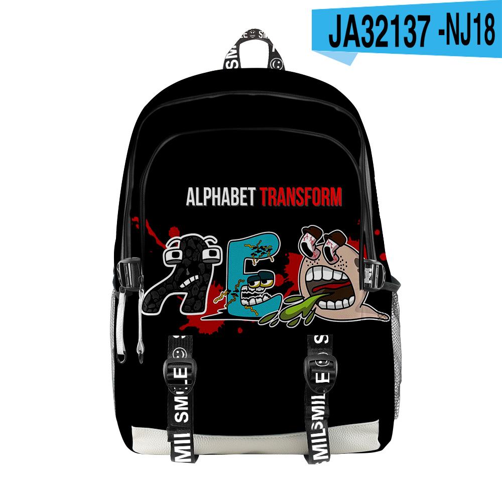 Rucsacuri școlare populare clasice Alphabet Lore pentru studenți, unisex, cu imprimeu 3D, Oxford, impermeabile, multifuncționale, rucsacuri de călătorie