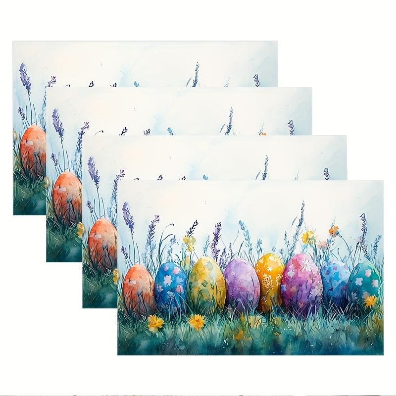 

4pcs Spring Placemats, Easter Egg Table Mats Scattered on the Lawn, 12x18 Inches, Anniversary Holiday Party Kitchen Wedding Tabl 30x45cm-4PC