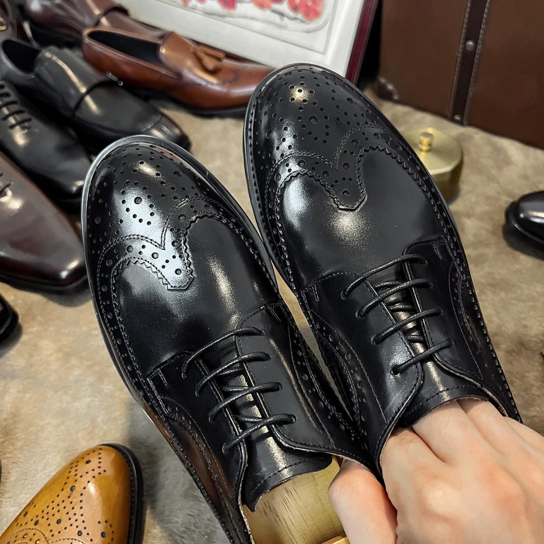 

[Haute couture version cowhide inner lining] 2022 autumn and winter new men s Brock business casual leather shoes men 37 чорний