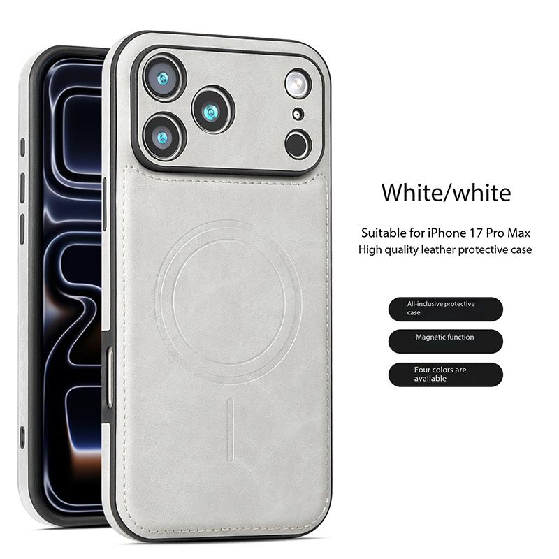 For Magsafe Magnetic Leather Phone Case For iPhone 17 16 13 15 14 12 Pro Max Plus 16e Air Wireless Charging Shockproof Cover