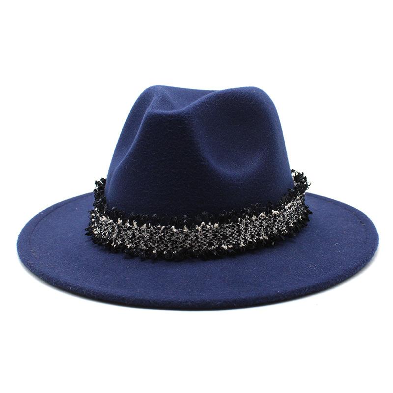 2021 Autumn Men'S And Women'S Woolen Hats, Solid Color Jazz Top Hats, Crystal Diamond Gift Hats