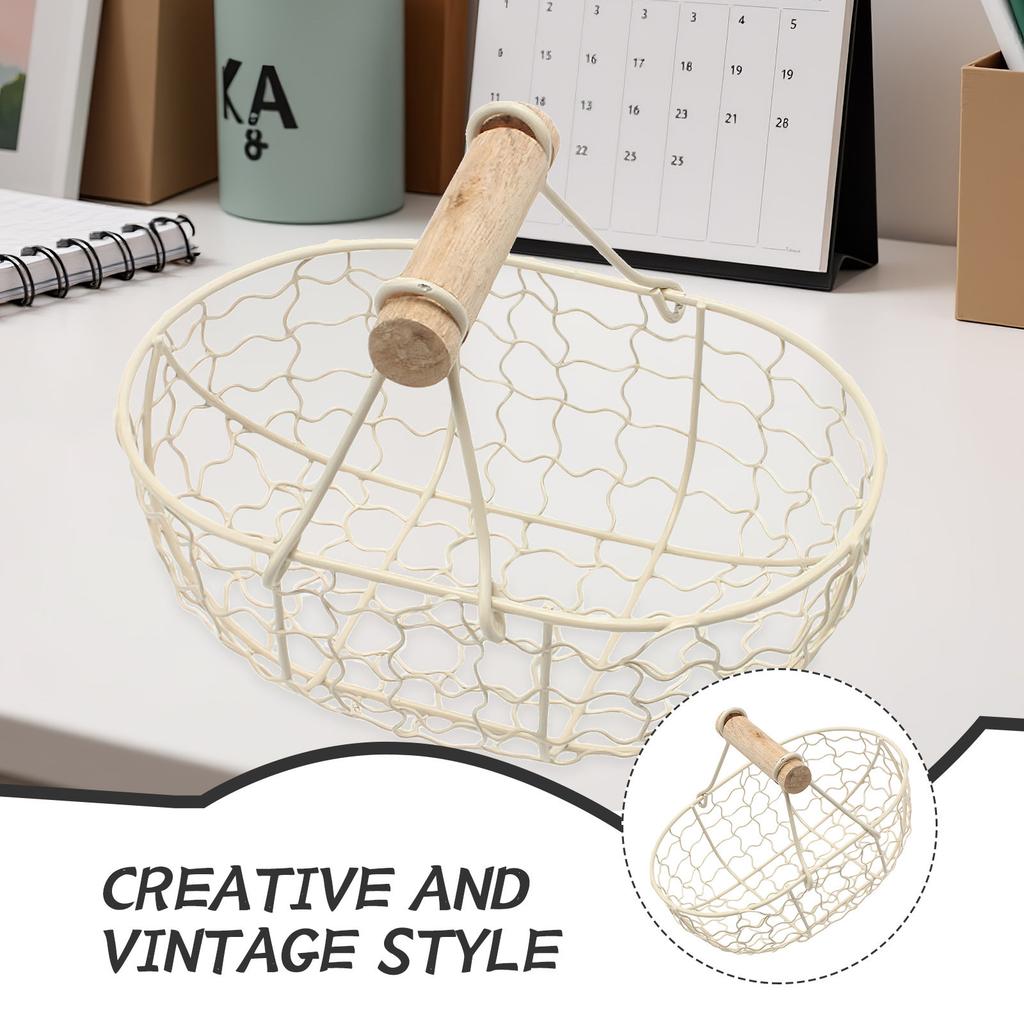 1Pcs Retro Style Iron Storage Basket Creative Vintage Household Organizer for Fruit Snacks Bread Kitchen Desktop Decorative