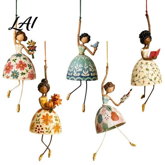 Outdoor Garden Decoration Dancing Lady Hanging Ornament for Home Decor Elegant Art Sculpture Creative Gift Dancers Pendant Indoor Window Porch