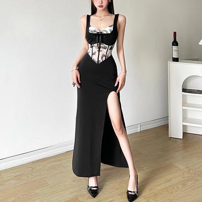 New Women's Fashionable and Sexy High Waist Mid Length Slit Dress for Women