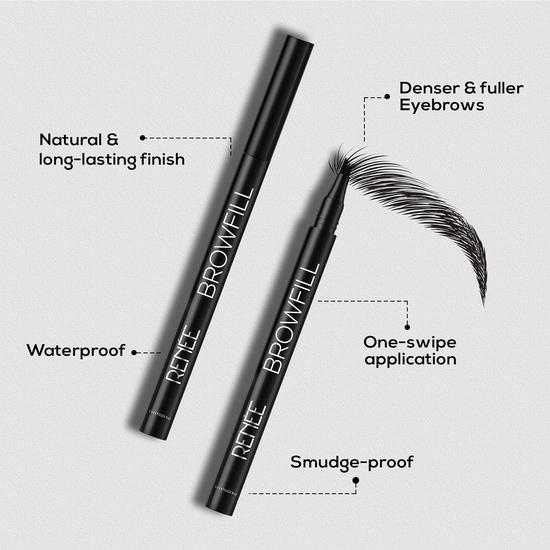 RENEE Browfill Eyebrow Pen- Black, Waterproof & Smudge-proof, One Swipe Application with Micro Precision, Natural & Long-lasting Finish