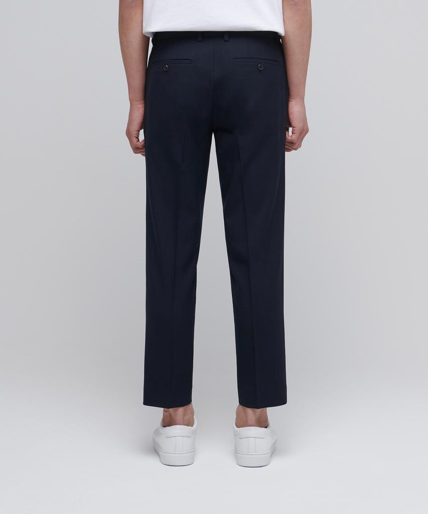 Musinsa Standard Wool Tapered Hidden Banding Crop Slacks [Navy]