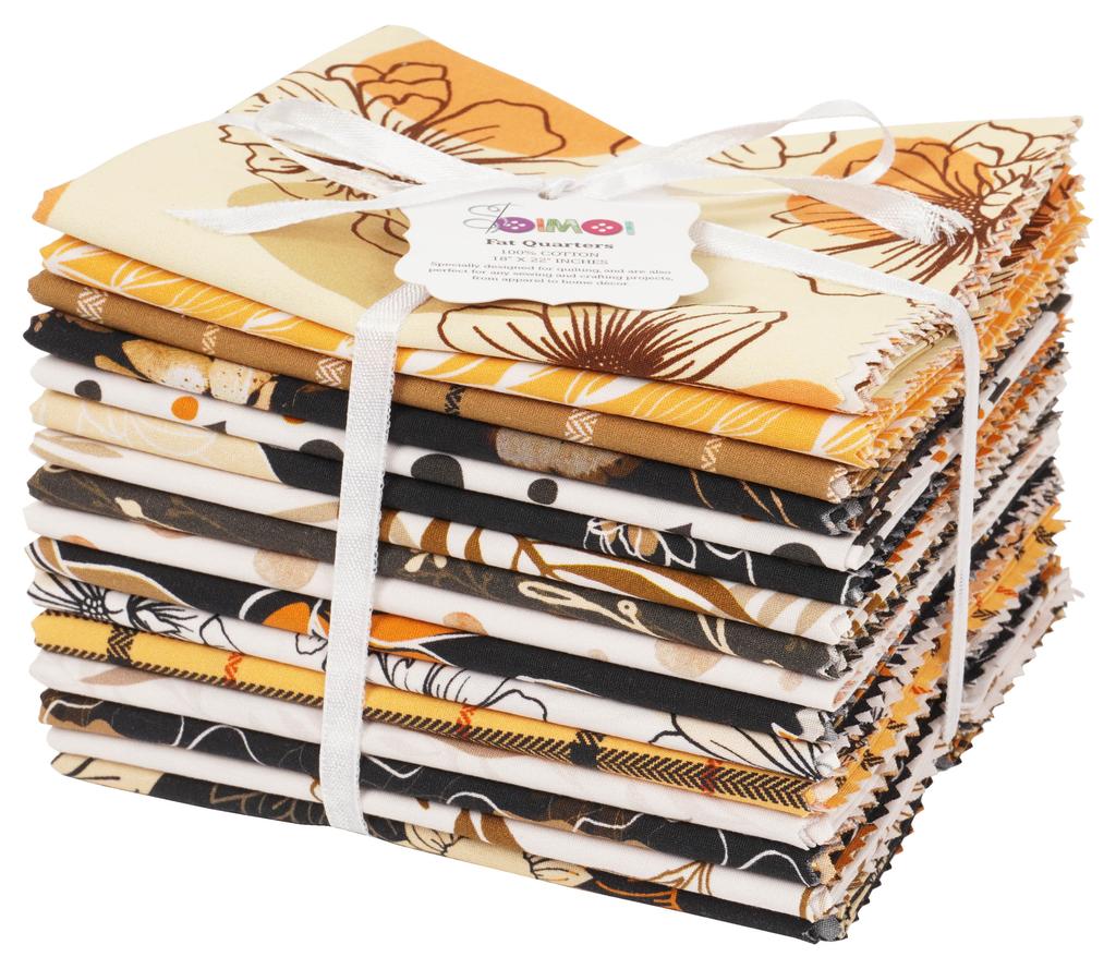 Soimoi 16dílná sada Fat Quarter - podzimní květinový vzor 18"x 22" DIY patchwork - 100% bavlna předřezaná prošívaná látka oranžová a