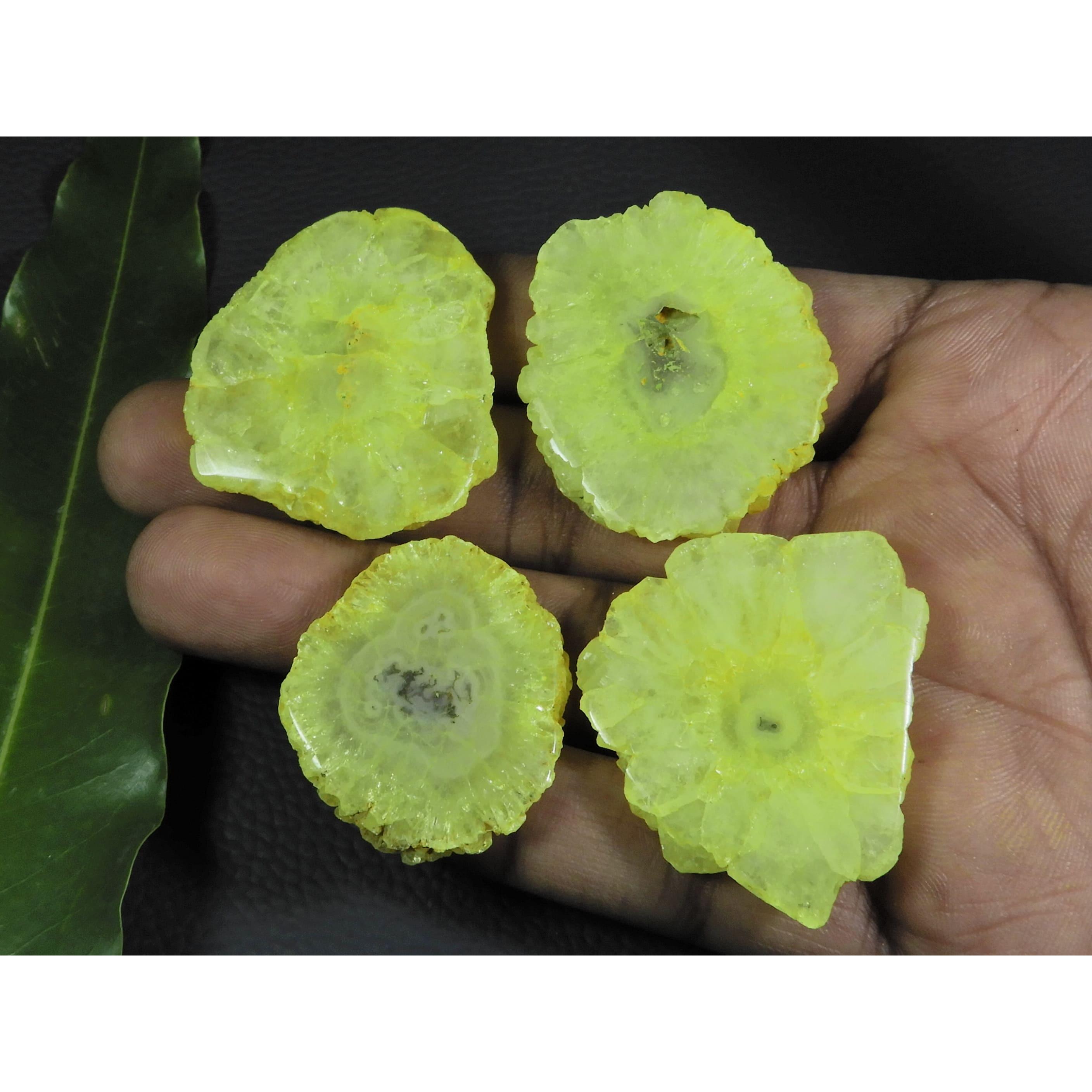 

290Cts. Dyed Solar Durzy Agate 4Pcs Crystal Loose Gemstone Lot 28X33-32X40MM A-221