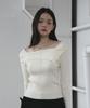 THE GREEN LAB Off-Shoulder Slim Ribbed Knit [Black]