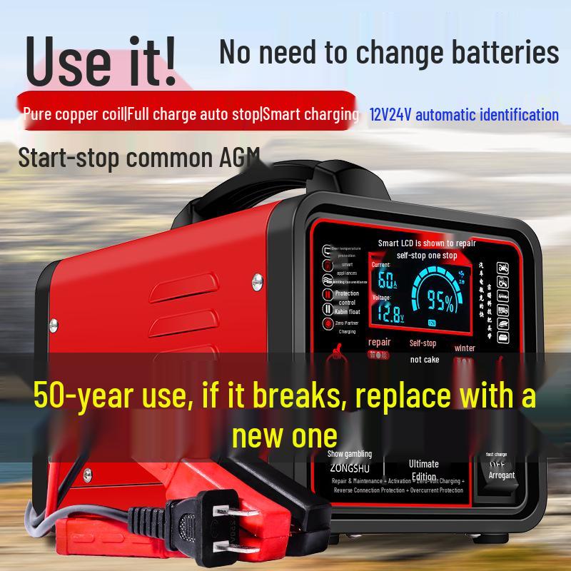 12V-24V Smart Hochleistungs-Schnell-Autobatterieladegerät für Blei-Säure-Batterien
