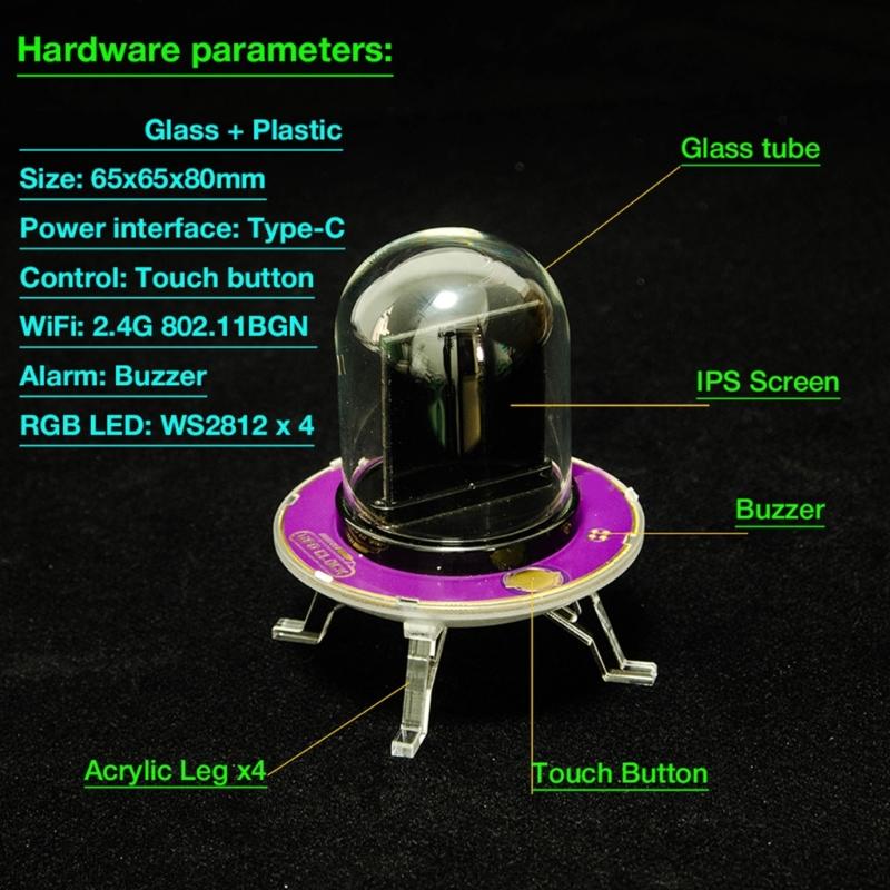 UFOS Weather Clock WiFi Synced Nixies Tube Digital Alarm Clock with IPS Screen Time Bitcoins/Stock/Forex/Gold Tickers