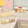 Cute Spice Container with Press-Type Lid Multi-Compartment Seasoning Box Wall-Mounted Kitchen Organizer for Salt Sugar Condiments