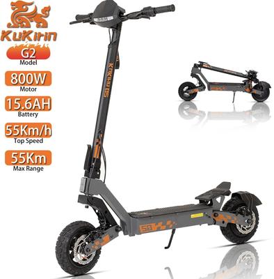 KuKirin G2 Terénní elektrická koloběžka 10" 800W motor Maximální rychlost 55KM/h Elektrická koloběžka pro dospělé 48V 15.6AH Dojezd 65KM Nosnost 120Kg