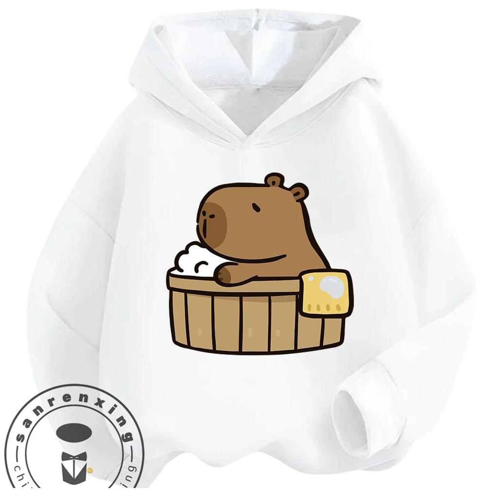 Loose Comfy Spring Autumn Hoodie Capybara Trendy Animal Motif Casual All Match Streetwear For Kids