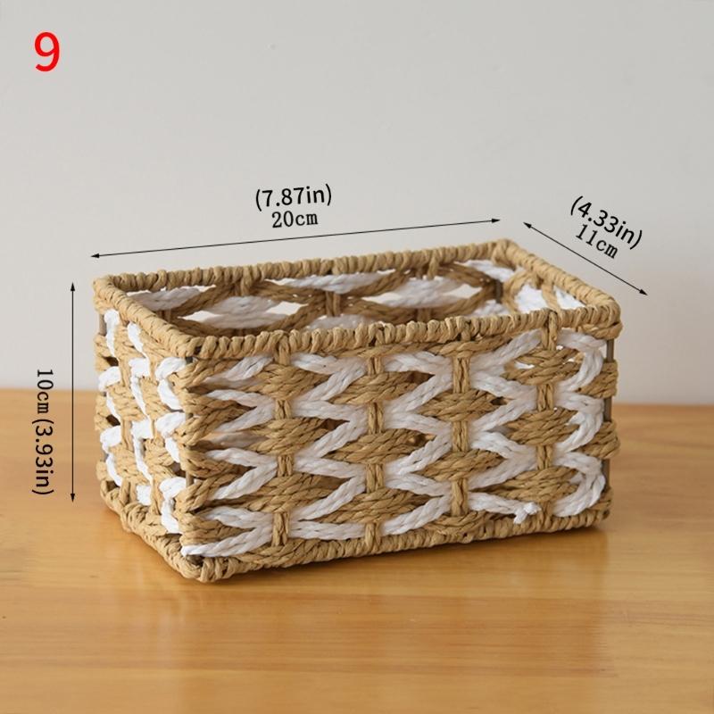 Woven Storage Basket Handmade Paper Rope Basket Storage Bin Woven Organiser Box For Living Room Entryway Bedroom Dresser