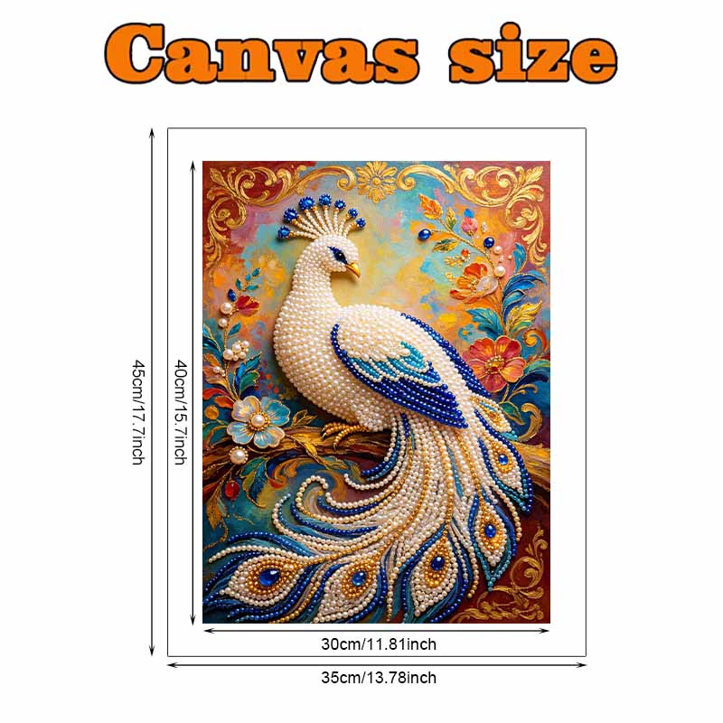 Pearl Painting 5D DIY Peacock Pearl Gemstone Art Diamond Painting Kit for Adults/Beginners Gift Ideas Home Decor Wall Art Craft