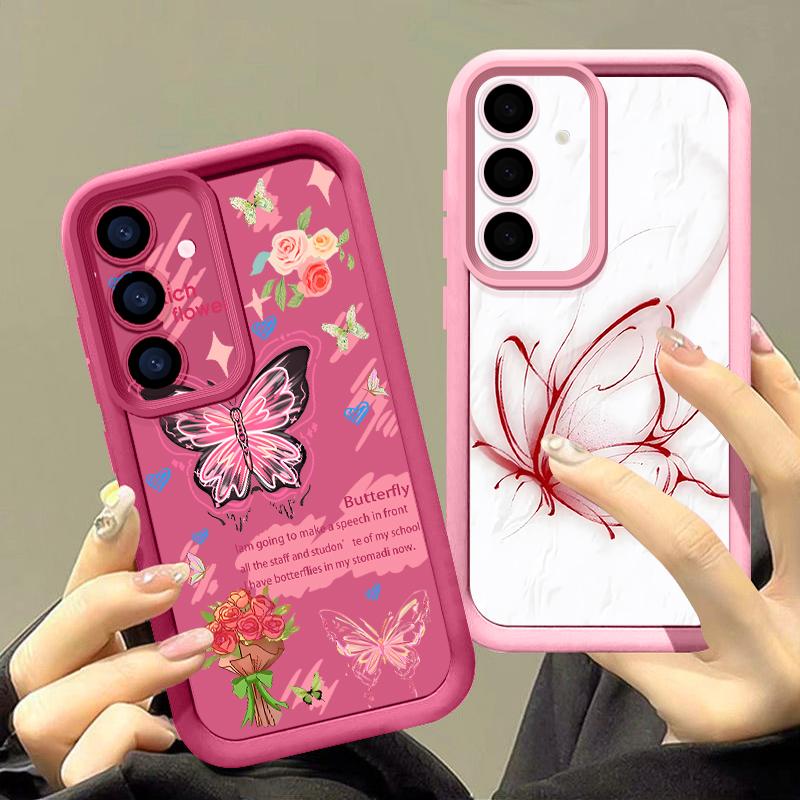 Colorful Butterfly Print Case For Samsung A57 A37 A27 A17 S26 Ultra S25 FE A56 A36 A26 A16 A55 A35 A25 A54 5G S21 S22 S23 S24 Plus Shockproof Cover