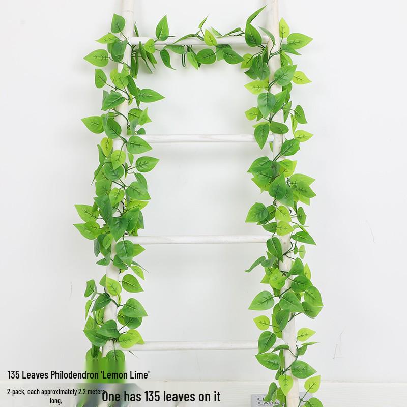 Artificial Rattan Green Pothos Leaf Vine: Decorative Plastic Plant for Ceiling or Home Décor