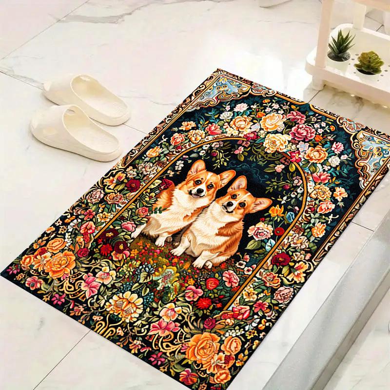 Floral Dog Carpet Rug for Living Room Bedroom Home Sofa Decoration,Kids play Non-slip Floor Mat