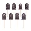 8pcs Paper Halloween Tombstone Cupcake Toppers Scary Cake Sign Graveyard Cake Picks  Ghost Festival