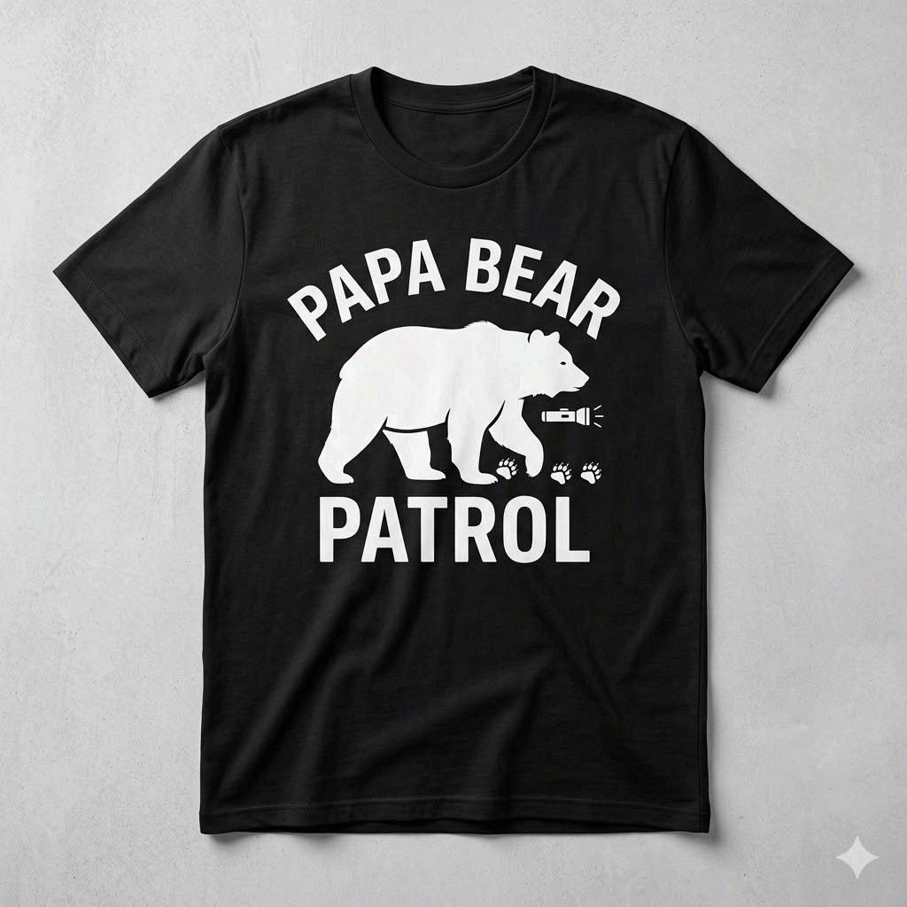 Papa Bear Patrol Tee Funny Protective Dad Father’s Day Gift Shirt S
