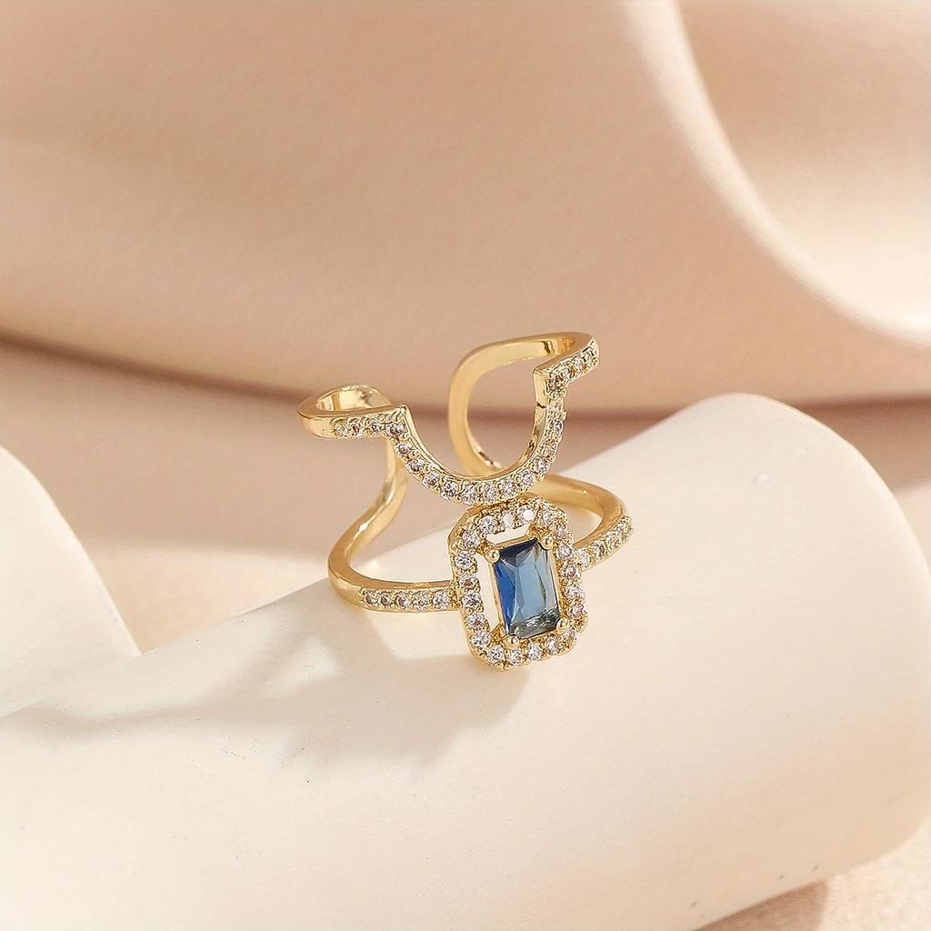 High-end Light Luxury Style Nail Art Wearable Nail 18k Gold-plated Geometric Zircon Creative Design Personality Accessories