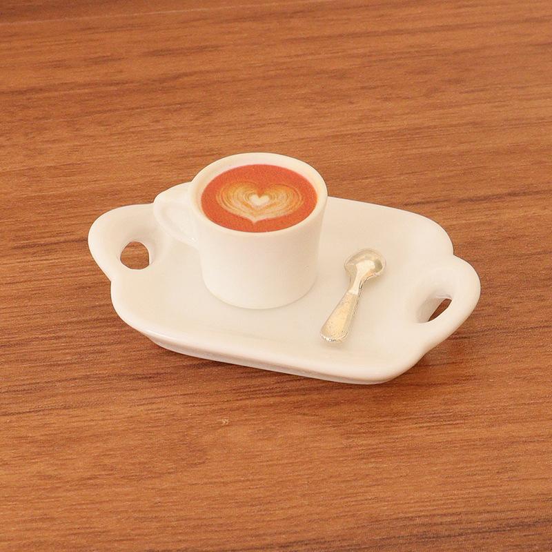 3Pcs/Set 1:12 Dollhouse Miniature Simulation Coffee Cup Spoon Tray Coffee Tray Living Scene Model Kitchen Tableware Decor Toys