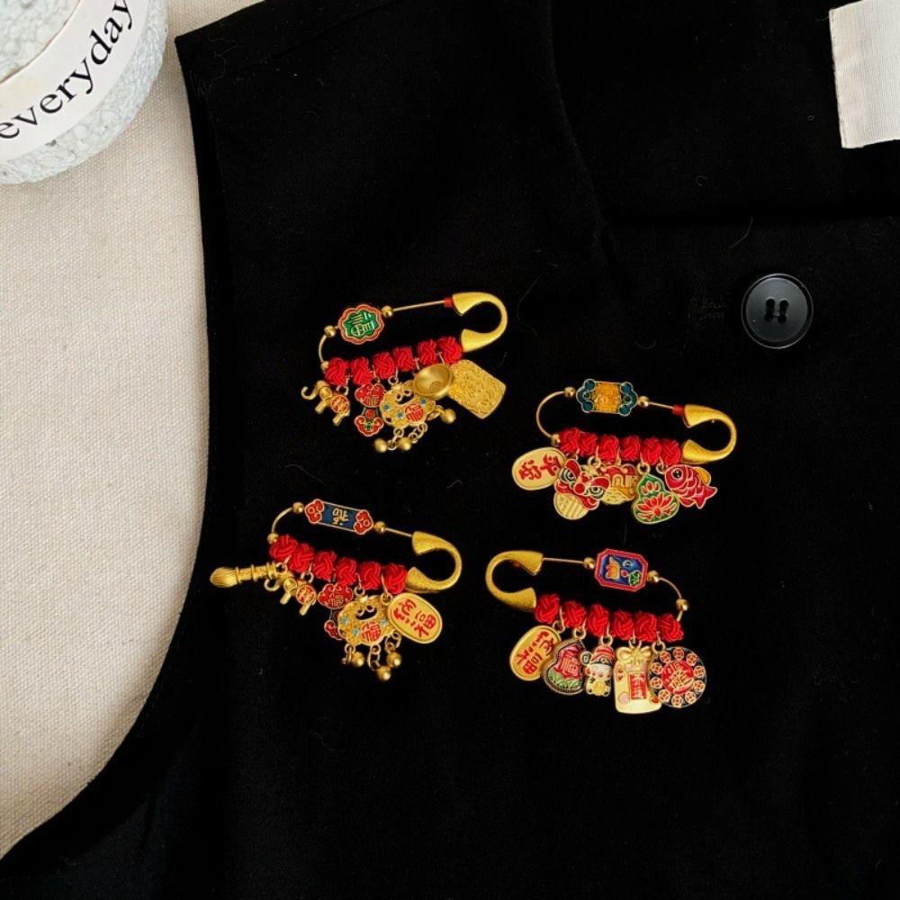 Horse Year Lucky Pins Gold Sand-plated Ornaments Fashion Guardian Brooch  Newborn Baby