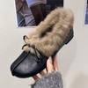 High Quality Faux Suede Loafers for Women Fashion Bow Decoration Winter Fuzzy Slipper Light Soft Sole Comfortable Women Shoes