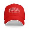 CHICAGO ILLINOIS BASEBALLKAPPE SCHWARZ MIT WEISSEN BORDÜREN KLASSISCHER STIL VERSTELLBAR FÜR Unisex UND Frauen