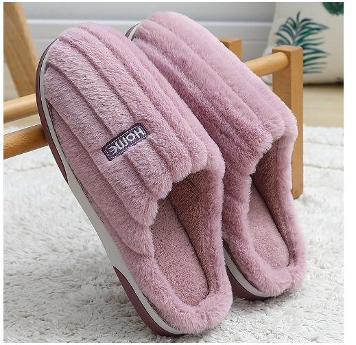 Home cotton slippers winter couple indoor home slippers plush warm non-slip cotton mop home warm