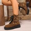 Mode Retro-Stil Wildlederimitat Leopard Stiefeletten für Damen 2025 Dicke Sohle Kurze Stiefel Rutschfest Größe 36-43 Damen Stiefeletten Botas Mujer
