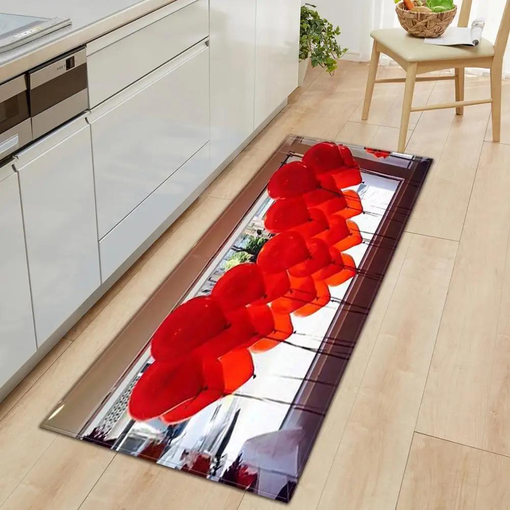 Valentine's Day Non-slip Restaurant Pad Home Porch Pad Entrance Door Mat Rectangular Corridor Area Carpet Kitchen Mat