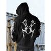 Autumn and Winter Fashionable Men's Retro Street Printed Hooded Sweatshirt with Thorn Pattern, Casual Top, Suitable for Daily Outings