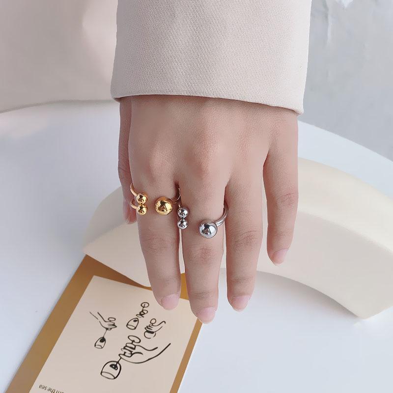 

Minimalist Korean Titanium Steel Ball Open Ring for Women - Trendy Couple Jewelry US Size 7