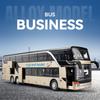1:30 Business Bus Model Car Toys Alloy Diecast Long Distance Buses Pull Back Doors Opened Sound Light Ornament Cars Kids Gifts