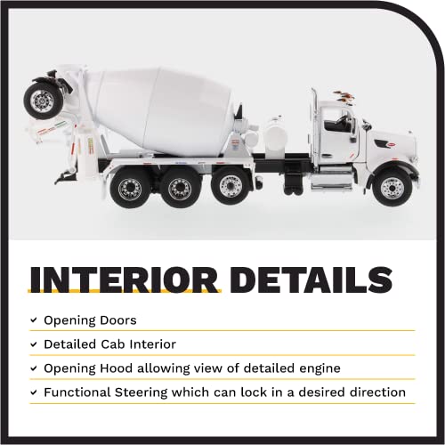 Diecast Masters 1:50 Scale Peterbilt Model 567 Concrete Mixer Truck | SFFA with Lift Axle & McNeilus Bridgemaster Mixer | Transport Series | Pearl Whi