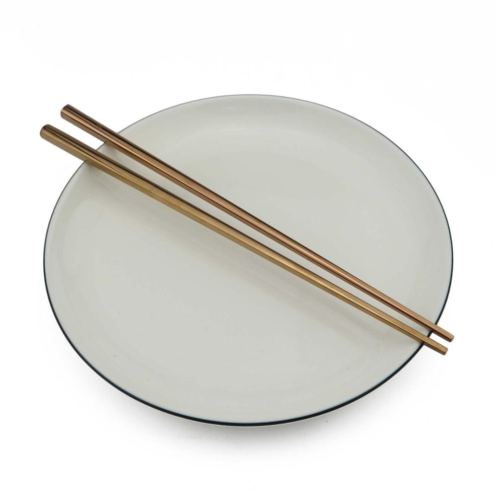 Znovupoužitelné čtvercové hůlky 23,5 cm 304 Nerezová ocel Japonské zlato Růžové zlato Sushi Hashi Opakovaně použitelné barevné hůlky 1 pár