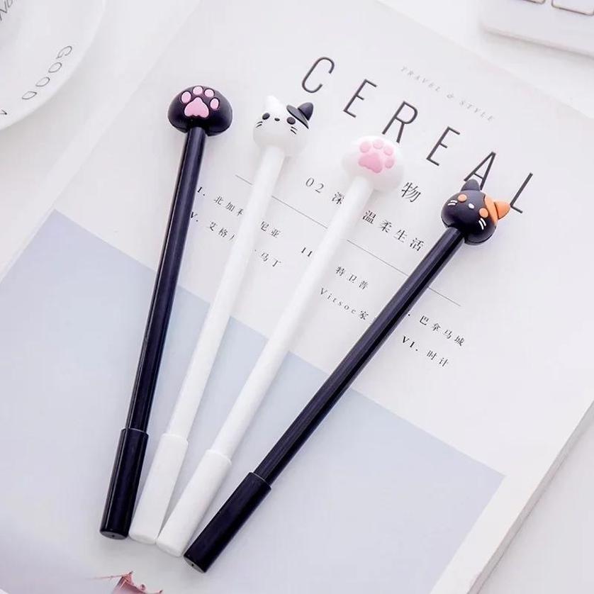 10 ks/sada 0,5 mm Kawaii Kočka Gelové pero Roztomilá tlapka Černý inkoust Pro psaní Kancelářské potřeby Školní potřeby Kreslicí pera Náhodná barva
