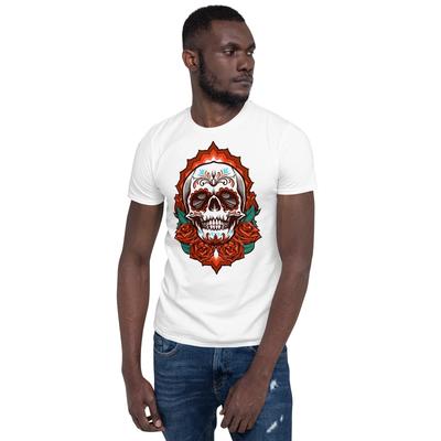 Gothic Rose Skull Unisex 100% Cotton T-shirt Mens Tees Top Death Flower Punk Rock Biker Flower Grunge