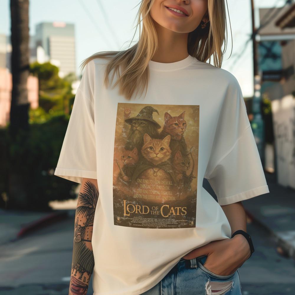 

Lord of the Cats TShirt Funny LOTR Parody Tee for Cat Lovers Nerd Gift S4XL Unisex T-Shirt XXXL
