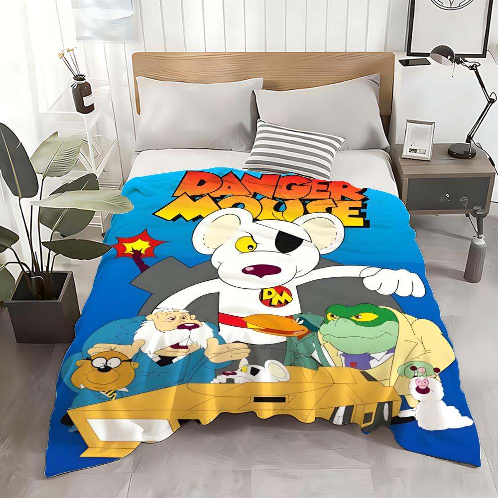 Annier Unisex Cartoon Danger Mouse Throw Flannel Throw Blanket: Soft Kid-Friendly Warm Anti-Static All Season Washable Couch Bed Home