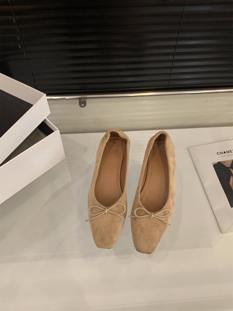 Coarse heel suede bow single shoes women's shoes 2025 new spring and autumn evening shoes French retro commuter ladyshoes