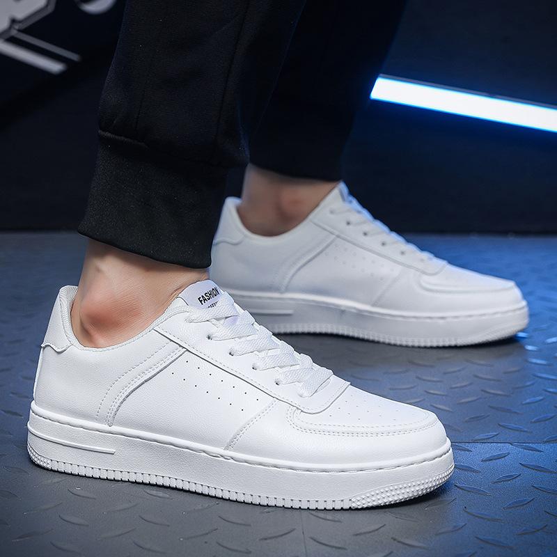 Men's White Shoes, Breathable Pure White Sports and Leisure Board Shoes