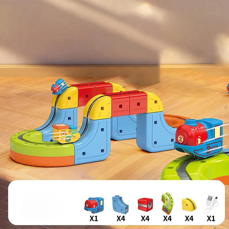 Children Magic Track Train Electric Assembled Building Blocks Magnetic Rail Car Maze Educational Toys for Kids Christmas Gifts