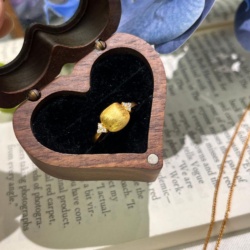 Italian Brushed Craft, Small Golden Bean Necklace, Stud Earrings, Retro Irregular Collarbone Chain, High-End Set.