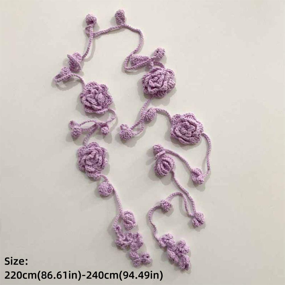 Crocheting Rose Flower Neck Chain Decoration Multicolor Rose Scarf Y2k Rose Necklace Girl