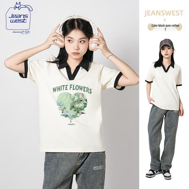 Женская футболка-поло с цветовыми блоками и коротким рукавом Jeanswest Club L